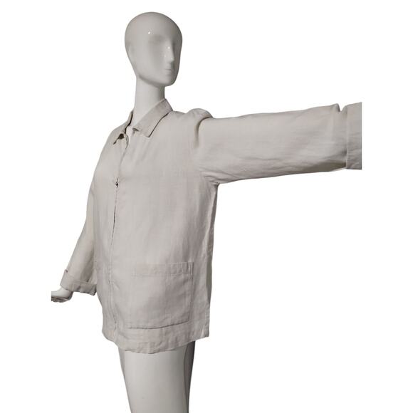 Eileen Fisher Irish Linen Womens size XL Full Zip Jacket Quiet Luxury Old Money - Picture 2 of 11